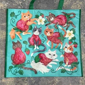 TJMaxx HomeGoods Marshall’s Reusable Shopping Tote Bag - Strawberry Cats Theme